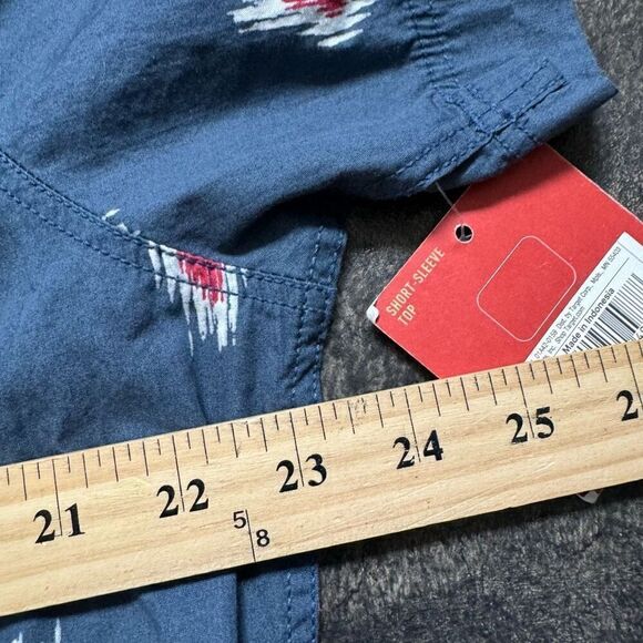 NWT Mossimo Blue Tribal Print Button Up Shirt Men’s Size Large Athletic Fit - Picture 5 of 10